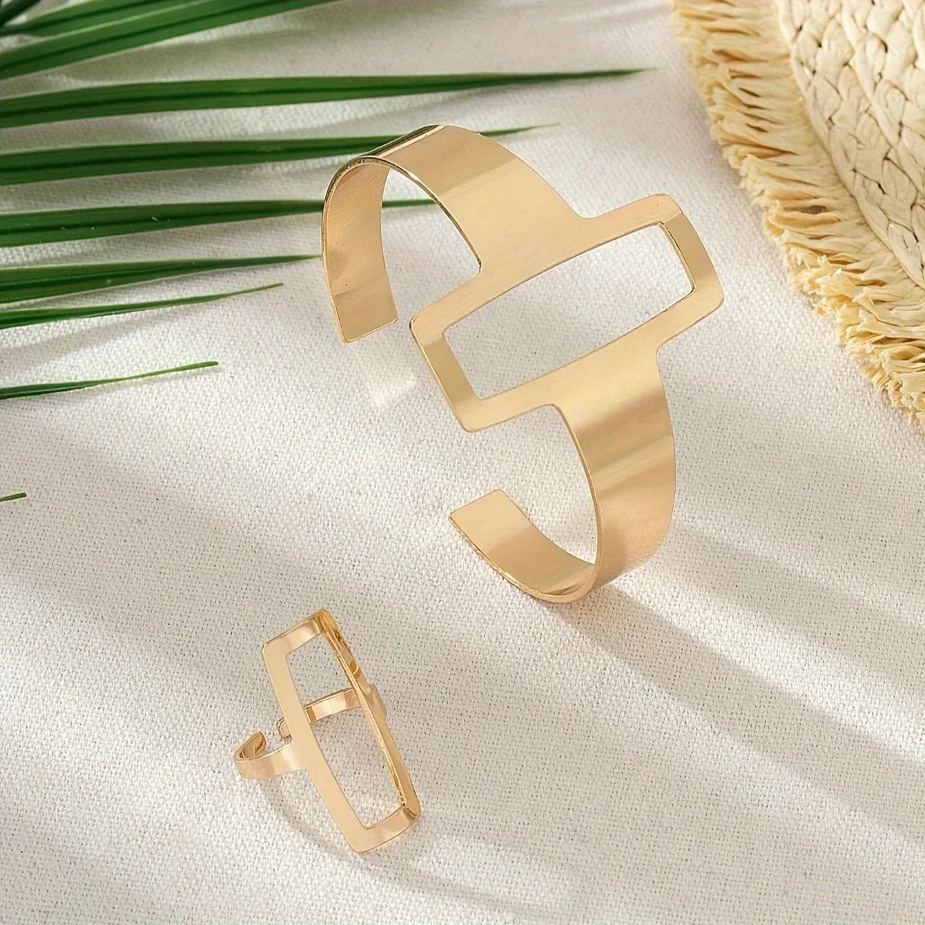 Lina – Duo Bracelete y Anillo Rectángulo