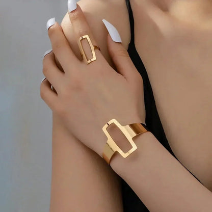 Lina – Duo Bracelete y Anillo Rectángulo