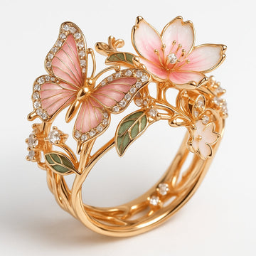 Anillo de Mariposa para Mujeres con Acentos de Piedra Decorativos