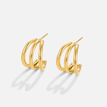 Anaya – Aretes Creolas Triples Doradas