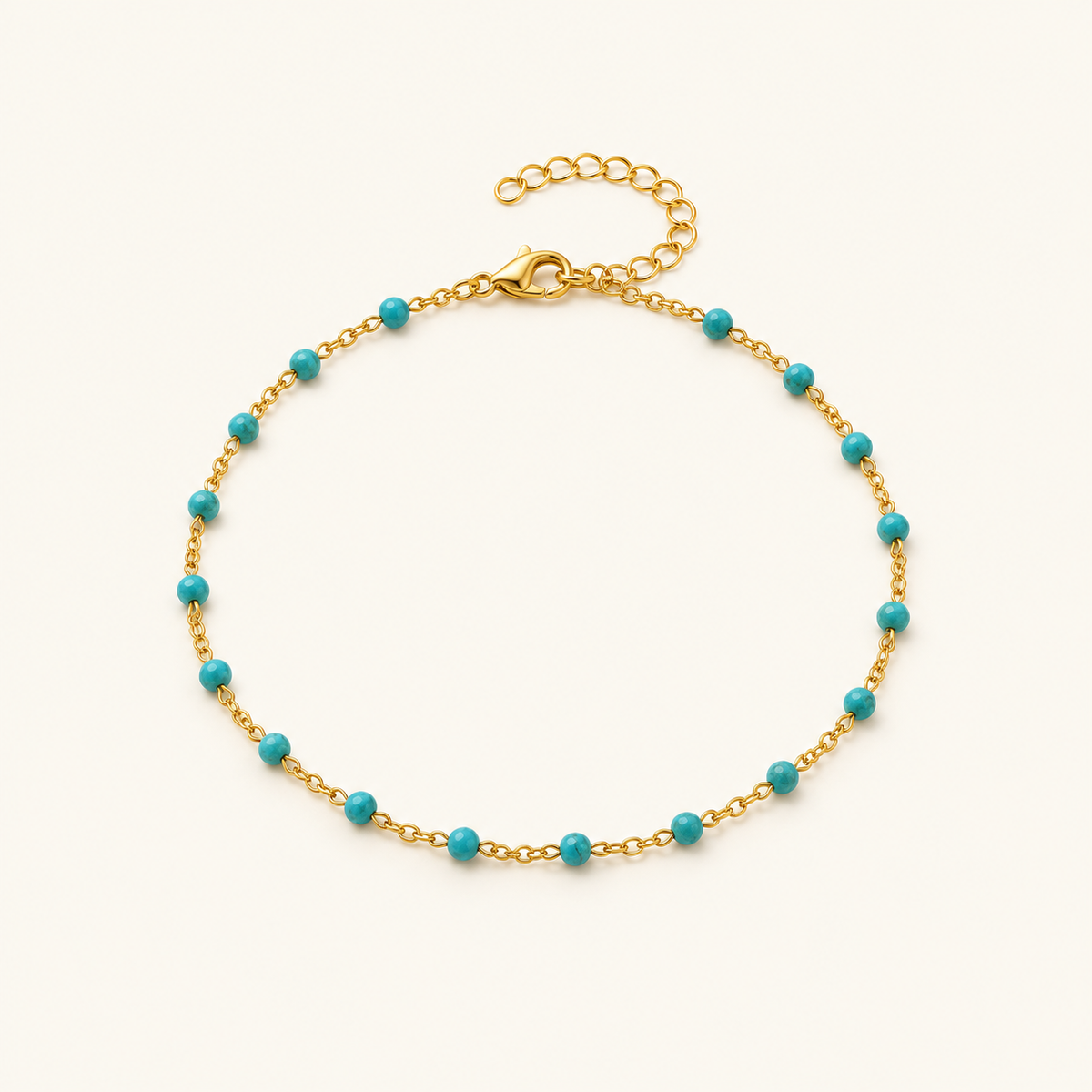 Damas Fino Pulsera de Pie con Pequeñas Perlas de Piedra y Cadena de Extensión