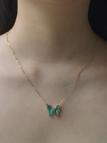 Aurora - Collar de Mariposa de Cristal Aqua