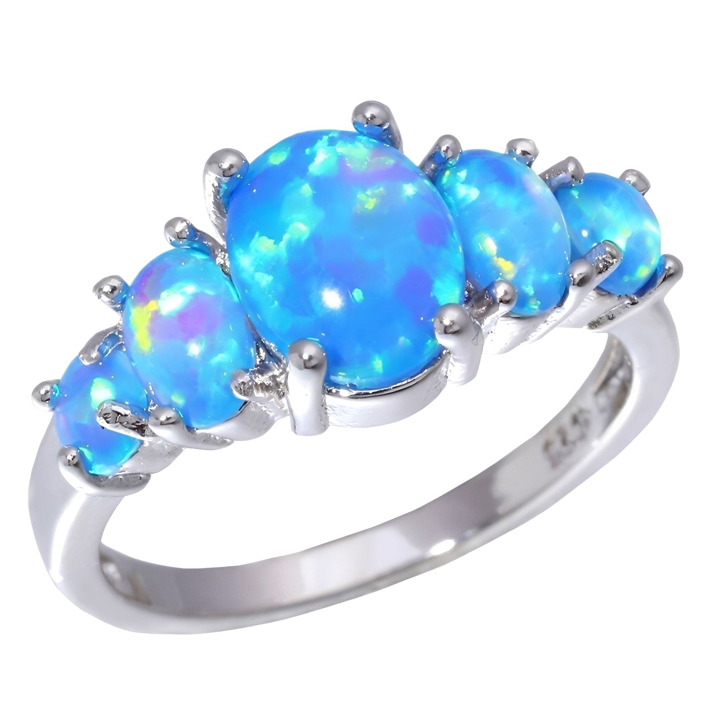 Merly – Anillo Ópalo de Fuego Azul en Plata