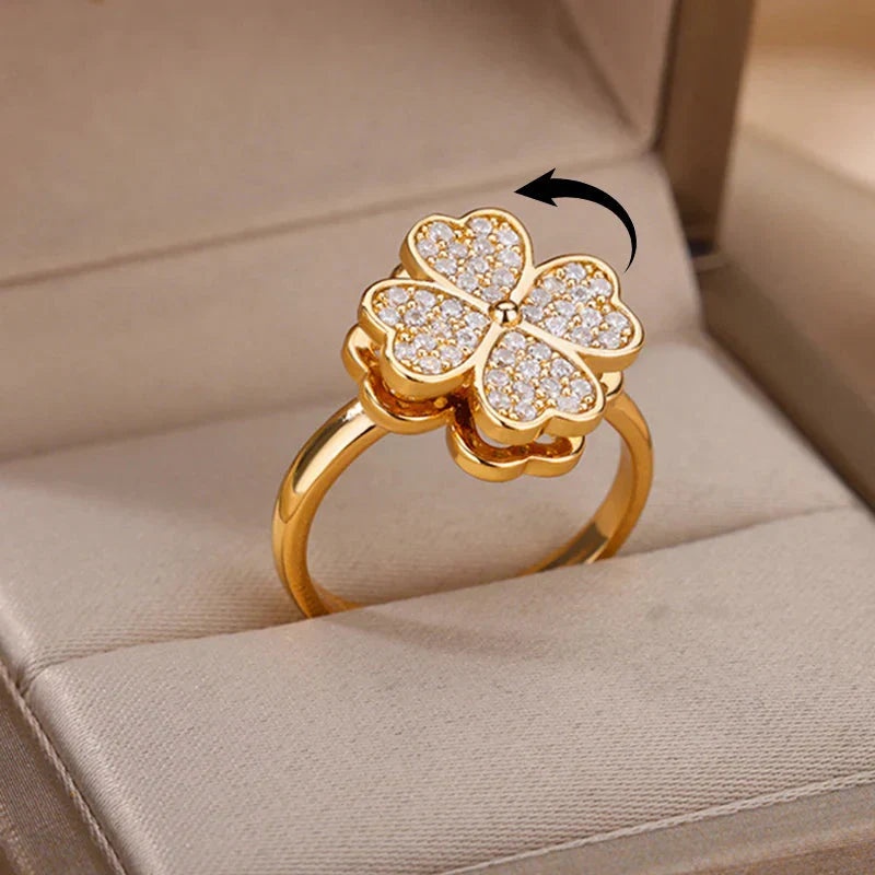Dazel – Anillo Anti-Estrés Giratorio Trébol de 4 Hojas