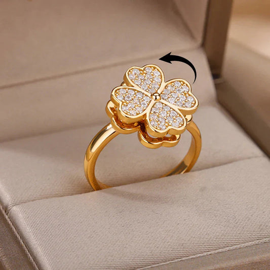 Dazel – Anillo Anti-Estrés Giratorio Trébol de 4 Hojas