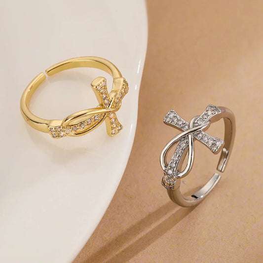 Eliane – Anillo Cruz Cristiana en Circonio para Mujer