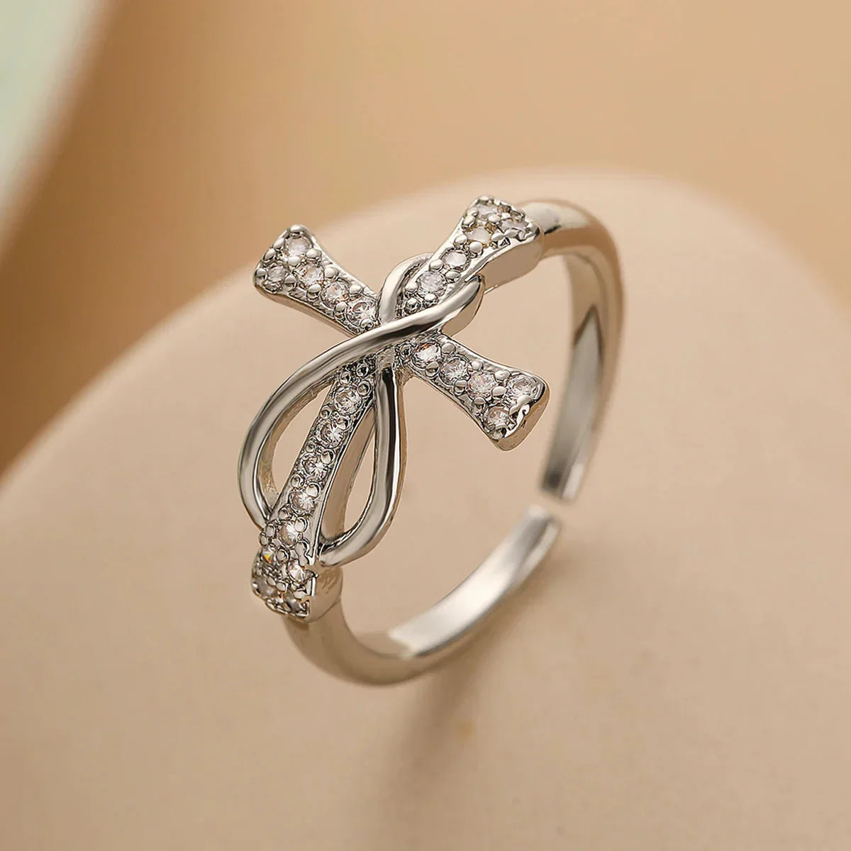 Eliane – Anillo Cruz Cristiana en Circonio para Mujer
