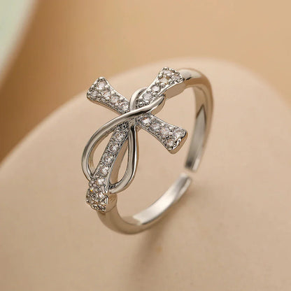 Eliane – Anillo Cruz Cristiana en Circonio para Mujer