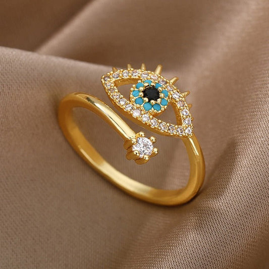 Amaris – Anillo Protector Ojo Azul y Diamante