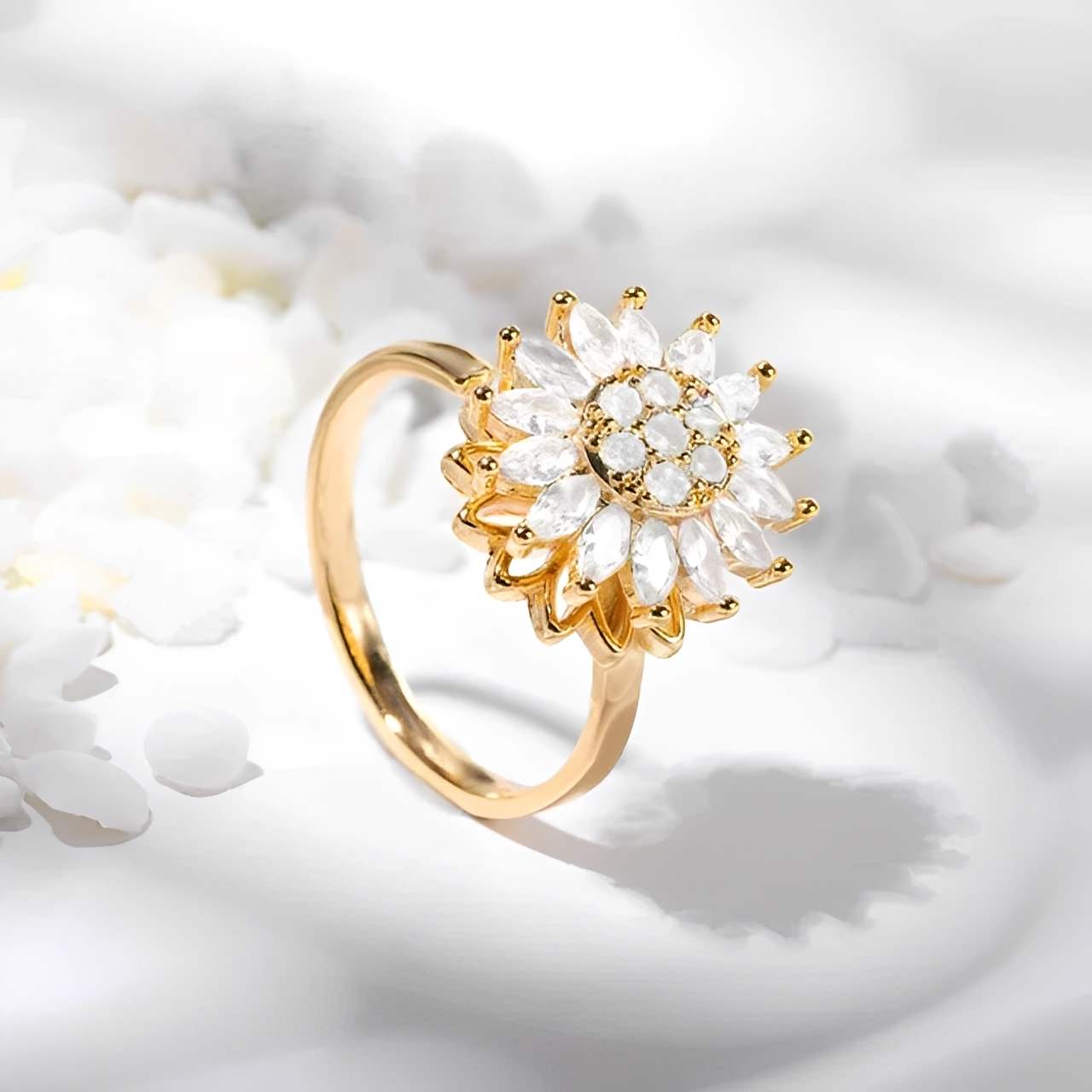 Solaya – Anillo Girasol Antiestrés