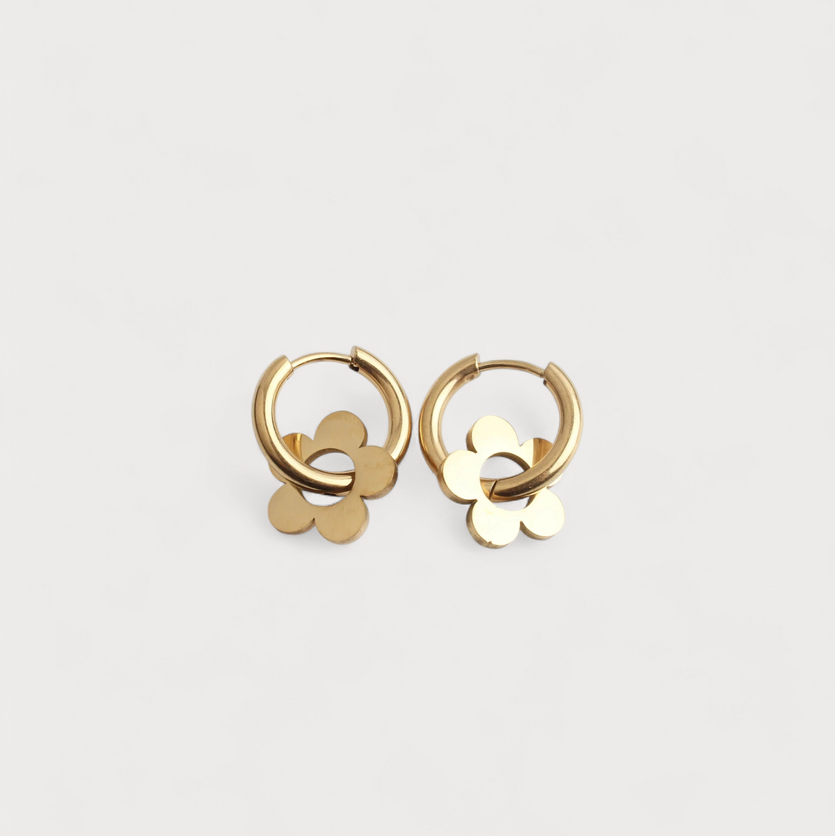 Pendientes Huggie de Mujer con Colgantes de Flor Desmontables