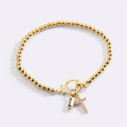 Eli – Pulsera de Gema de Nacimiento con Encanto de Cruz