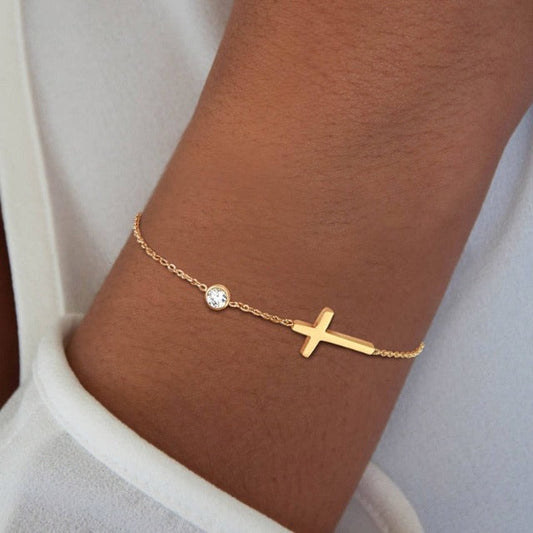 Althea – Pulsera con Cruz para Mujer en Oro & Plata
