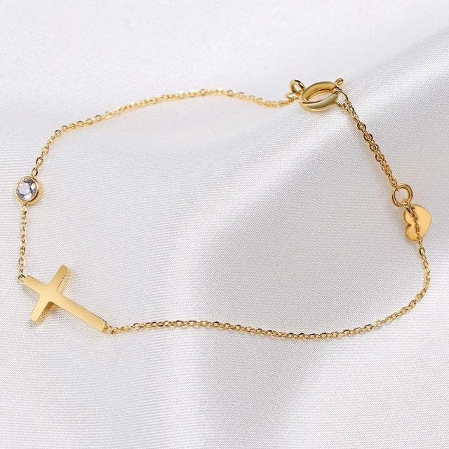Althea – Pulsera con Cruz para Mujer en Oro & Plata