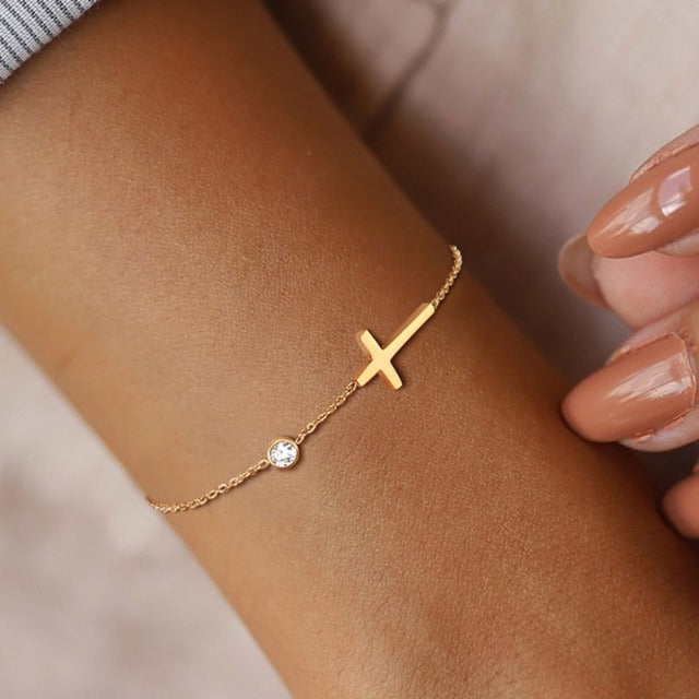 Althea – Pulsera con Cruz para Mujer en Oro & Plata