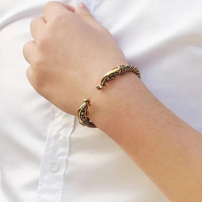 Ragnar – Pulsera Vikingo Hombre Estilo Antiguo en Plata o Dorado