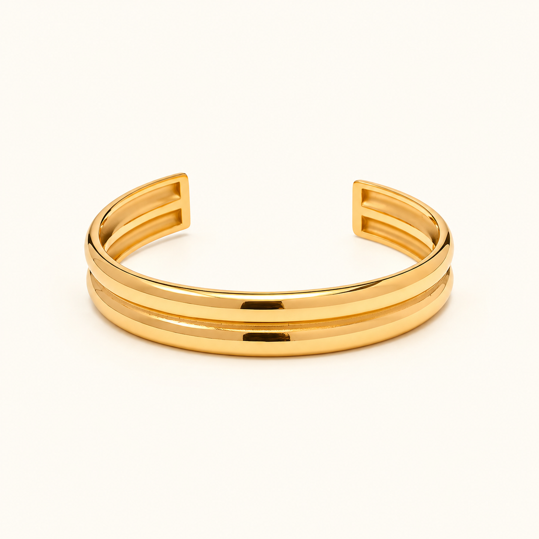Brazalete Abierto para Dama con Diseño de Doble Banda y Superficie Lisa