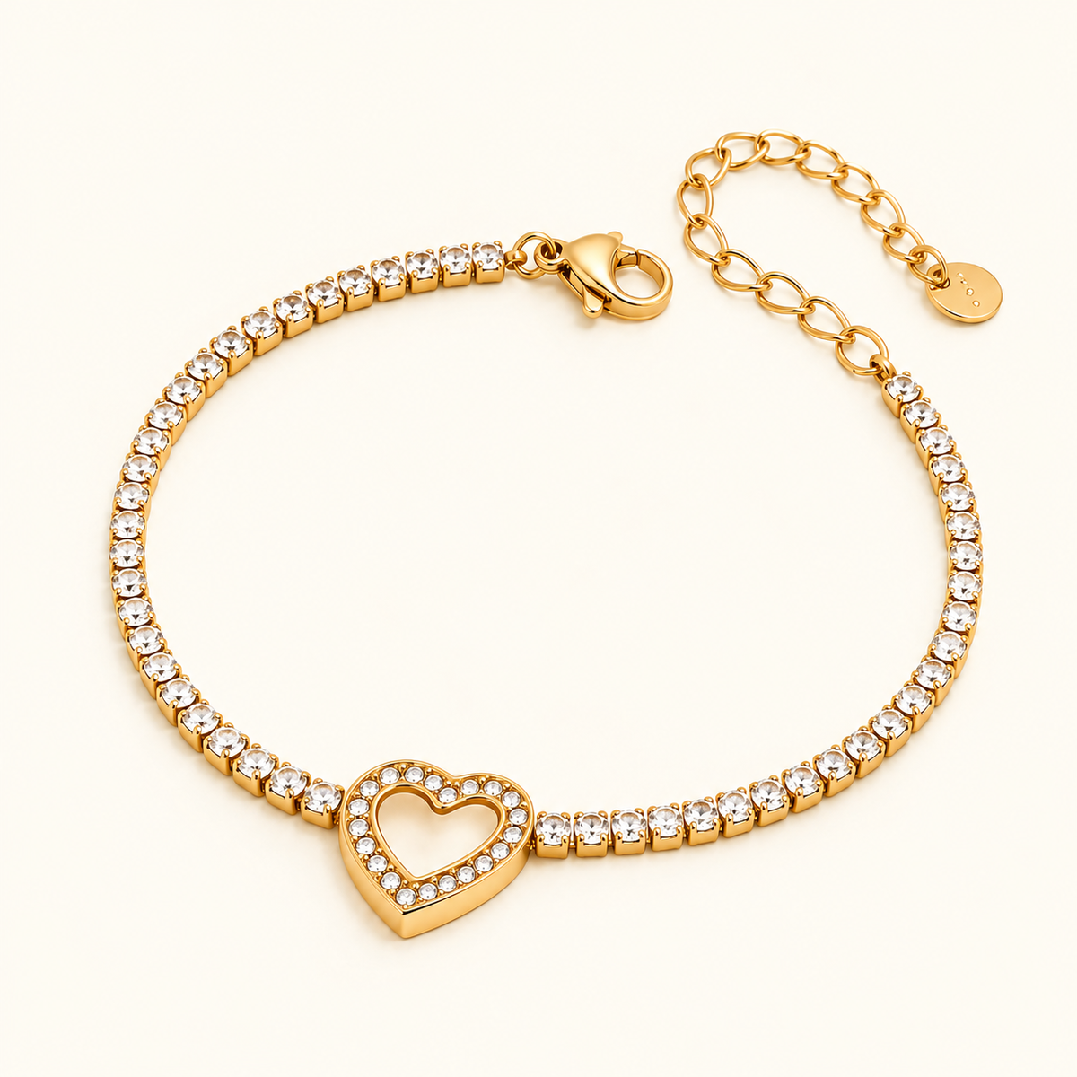 Pulsera Corazón Mujer con Incrustaciones de Piedras y Motivo Central de Corazón