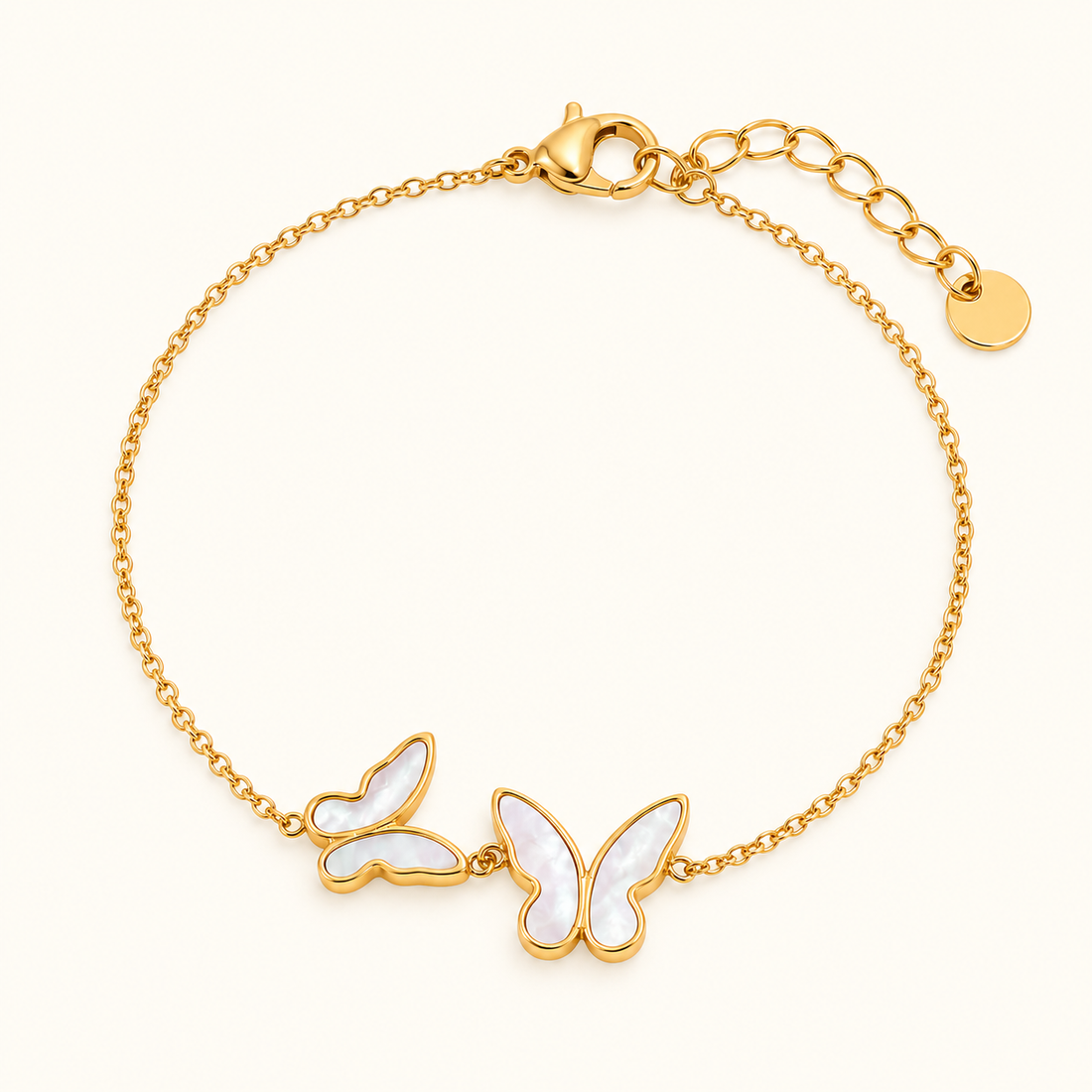 Pulsera de Mujer con Mariposas y Dos Colgantes y Estructura de Cadena Fina