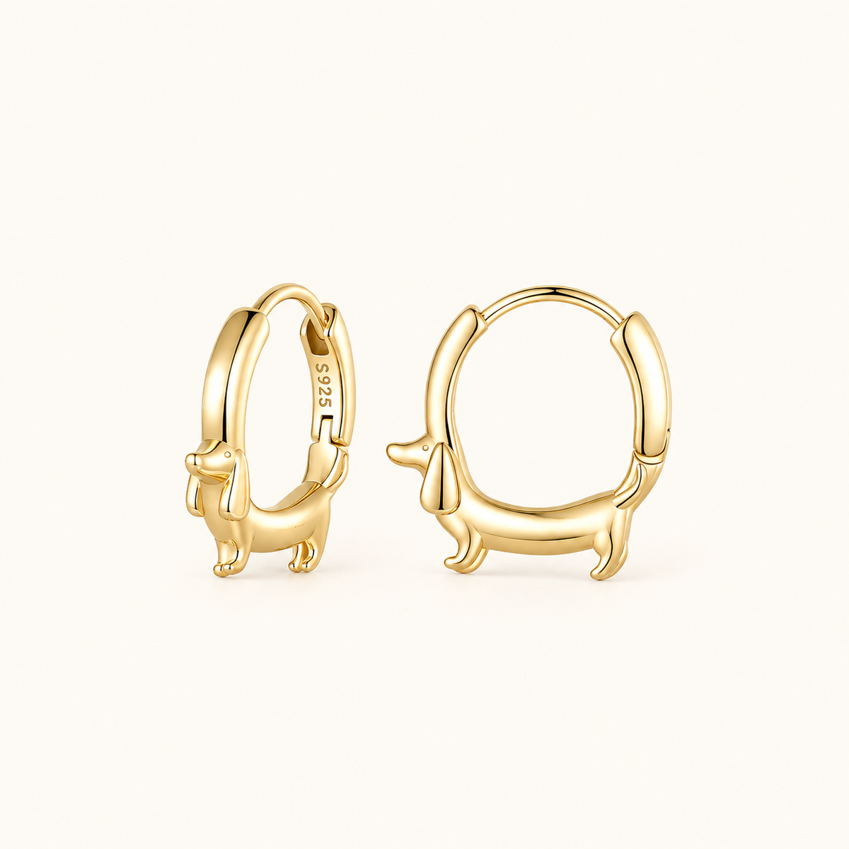 Aretes de dama con colgante de dachshund