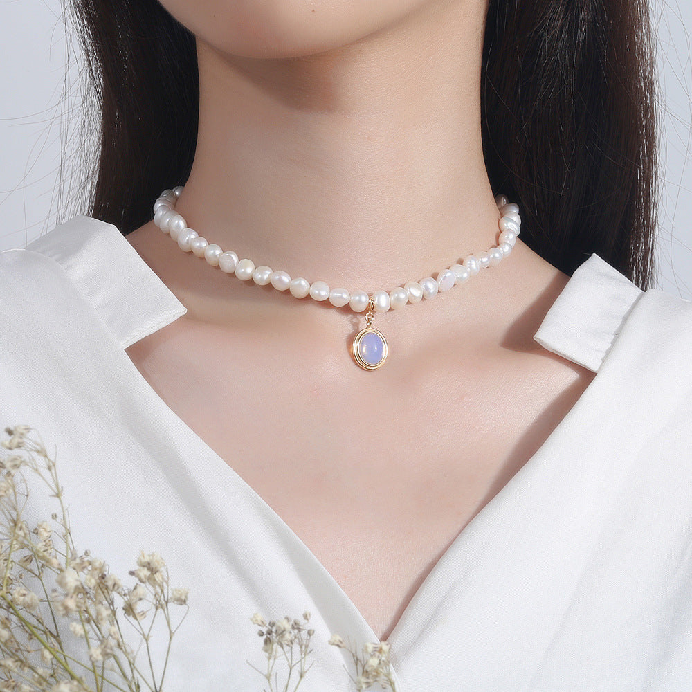 Piedra lunar - Collar de perlas