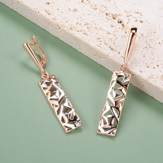 Clarisse – Pendientes elegantes rectangulares en oro y plata