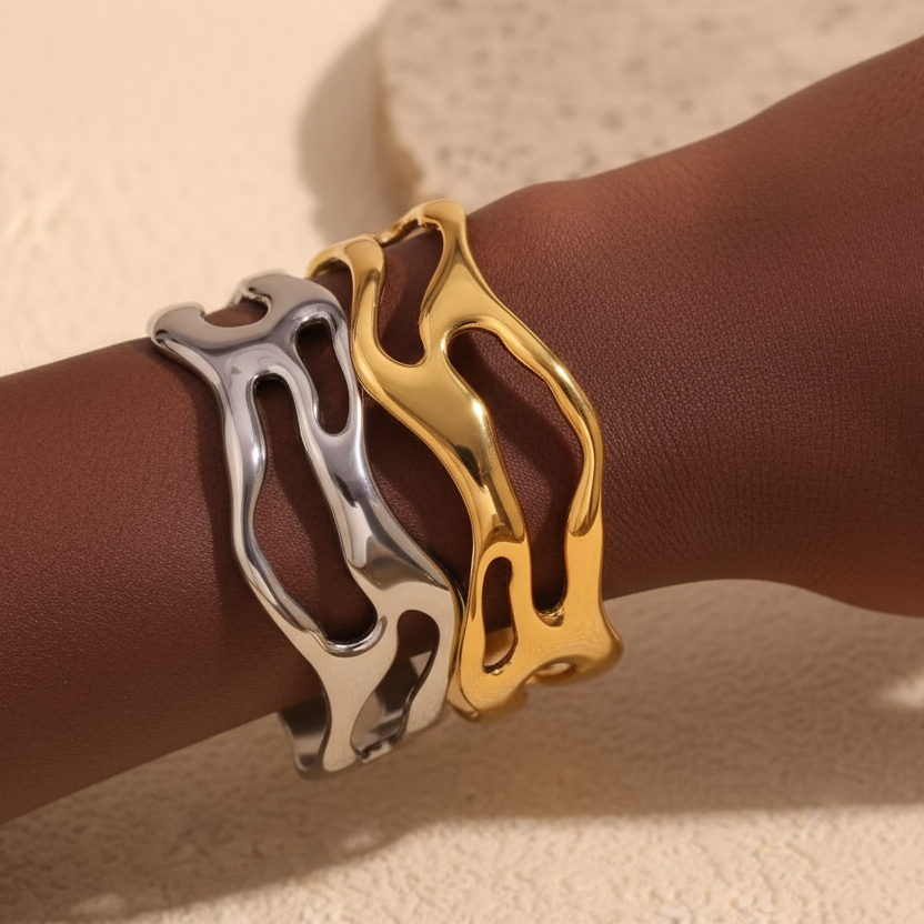 Millie – Pulsera Irregular de Acero Minimalista