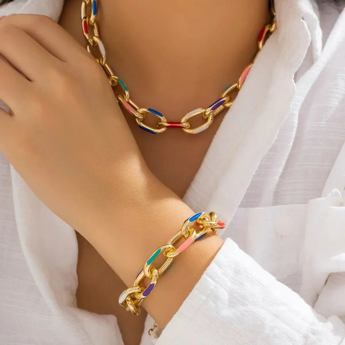 Jaya – Conjunto Collar & Pulsera Cadena Colorida