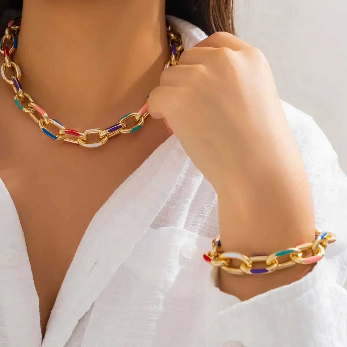 Jaya – Conjunto Collar & Pulsera Cadena Colorida