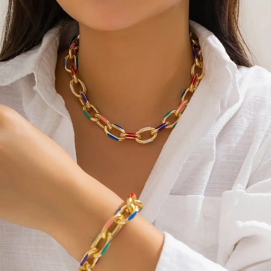 Jaya – Conjunto Collar & Pulsera Cadena Colorida