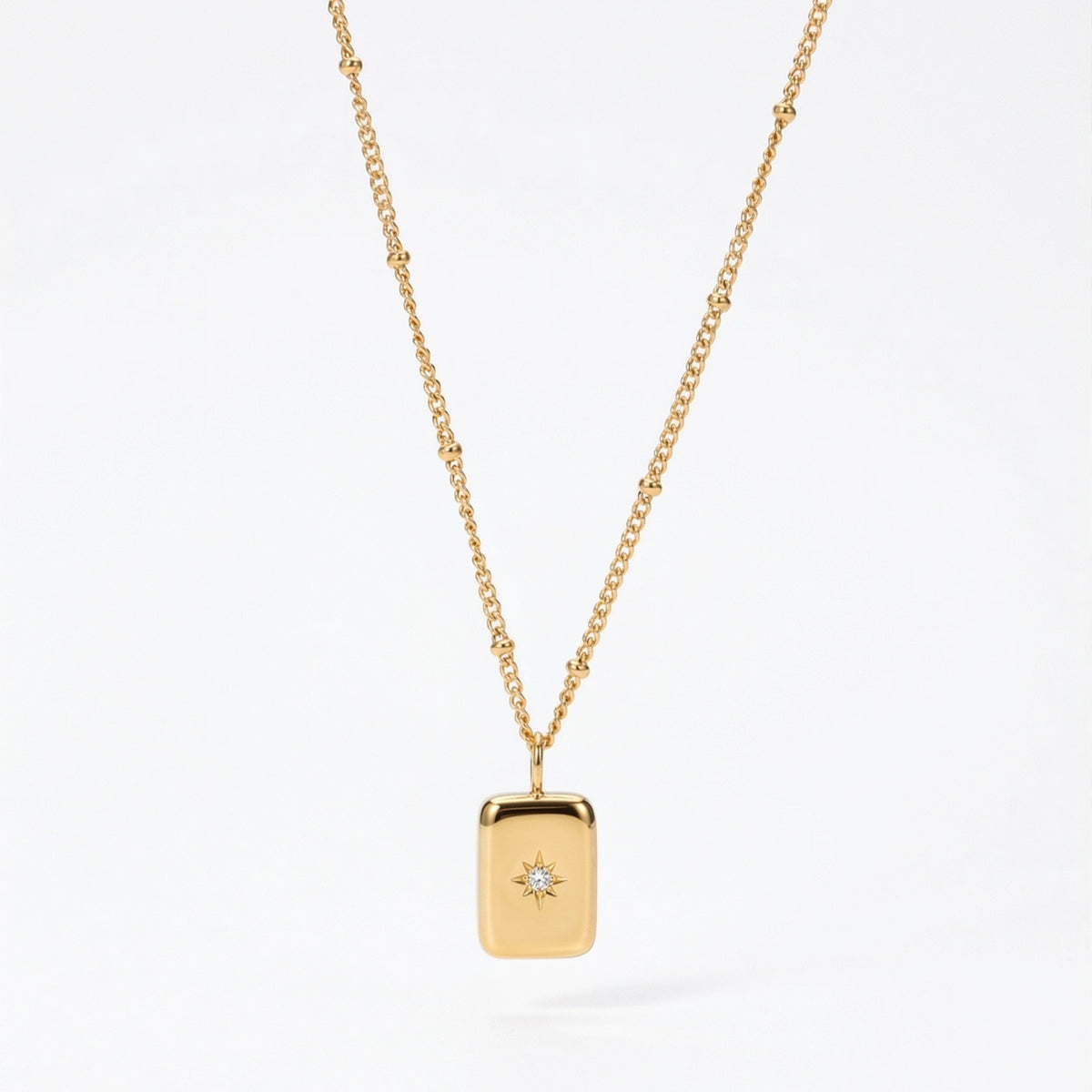 Collar con Colgante de Estrella para Mujeres con Acento de Piedra Central