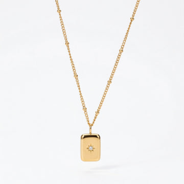 Collar con Colgante de Estrella para Mujeres con Acento de Piedra Central