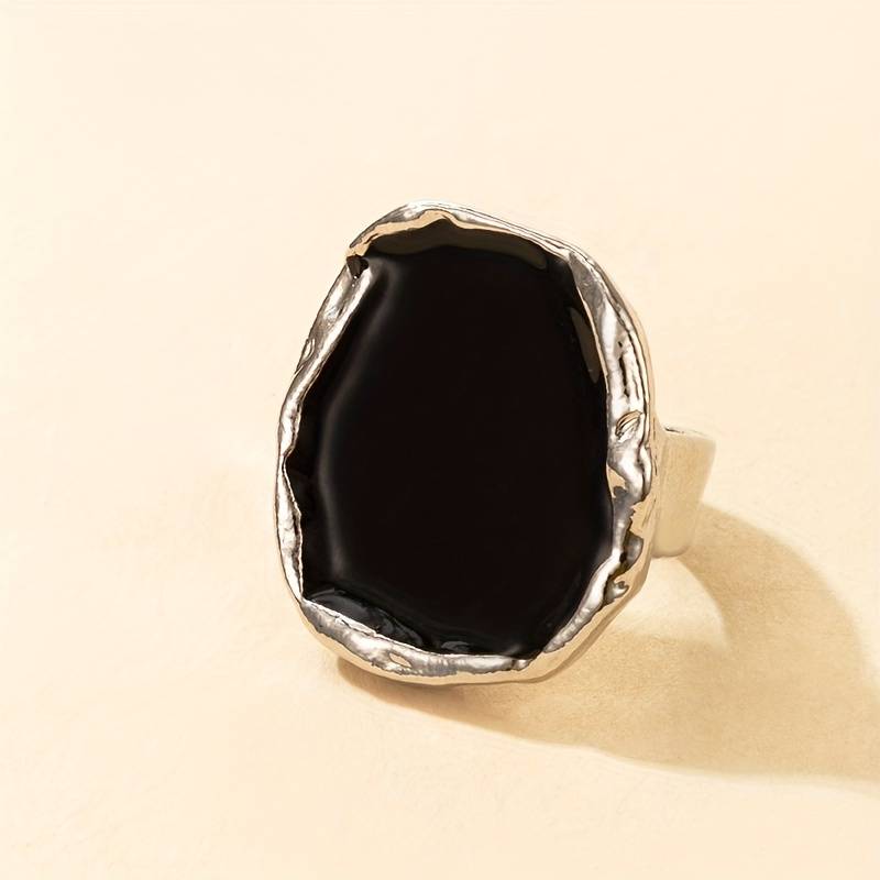 Anillo Vintage de Piedra Negra Grande