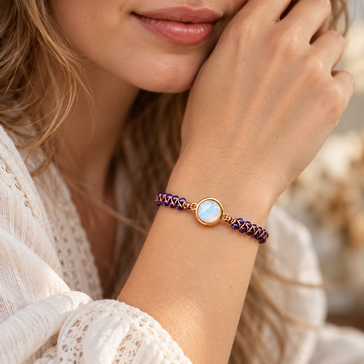Pulsera de perlas ajustable para damas