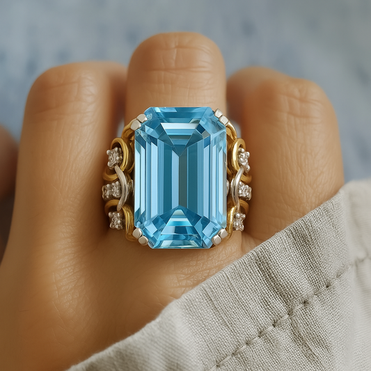 Eliane – Anillo Retro con Circonita Azul Intensa