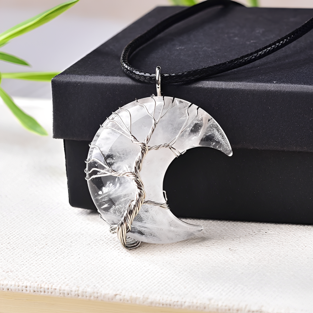 Collar de dama con árbol de vida y colgante de luna
