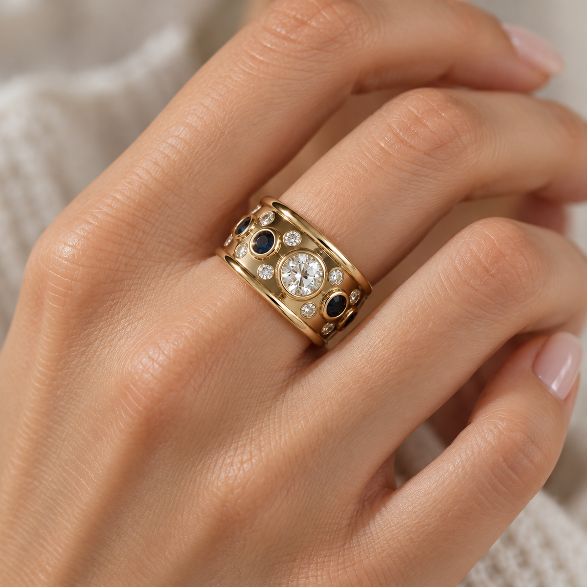 Anillo de Mujer en Estilo Vintage con Acentos de Piedra