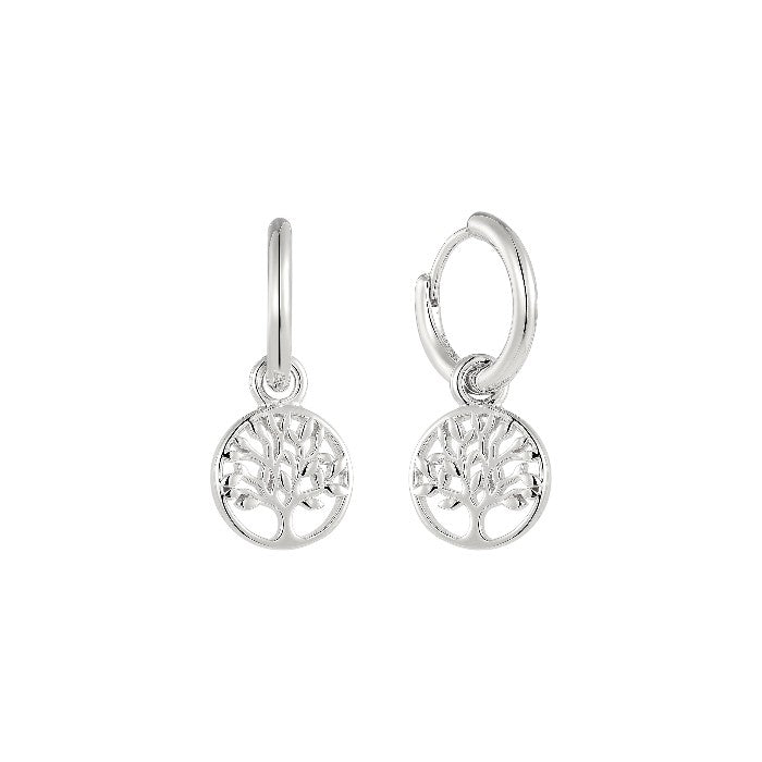 Pendientes Huggie de Mujer con Colgantes de Árbol de Vida