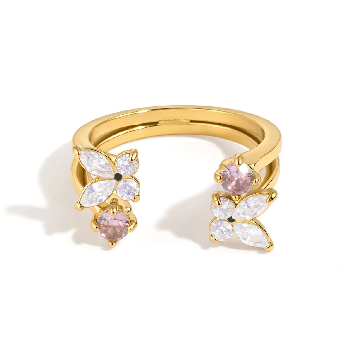 Anillo Abierto de Mujer con Motivo de Mariposa y Flor