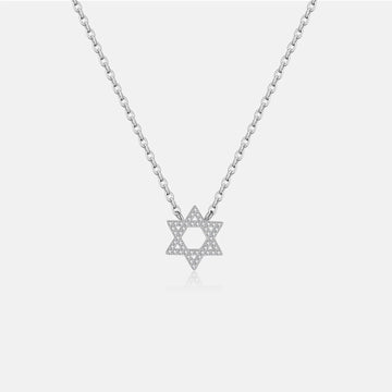 Collar de Estrella para Mujeres con Colgante de Seis Puntas y Acentos de Piedra