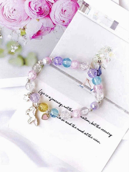 Dreamy - Pulsera de Perlas con Colgante de Unicornio