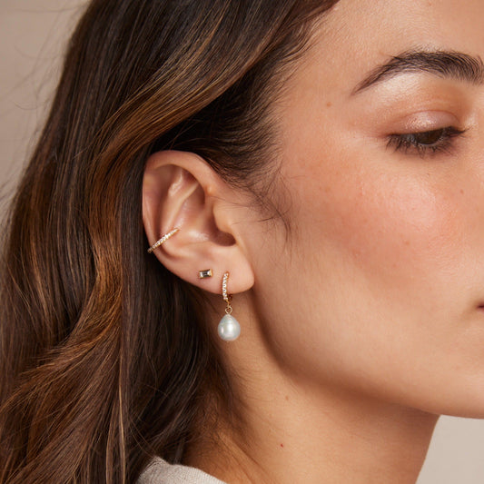 Bree – Mancheta de Oreja Dorada Pavé de Cristales