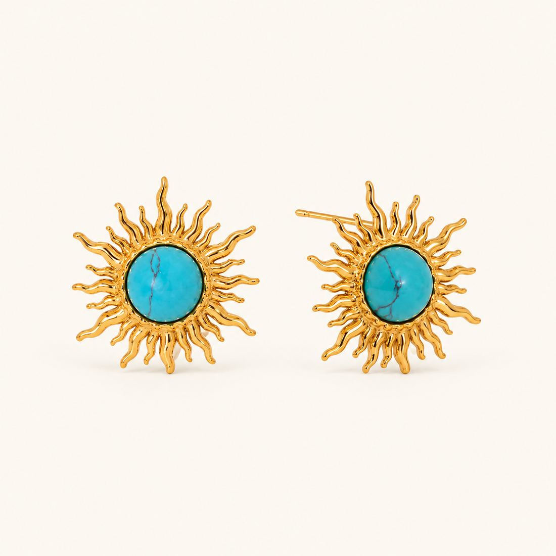 Damas Pendientes Solares con Madreperla y Diseño en Forma de Rayos