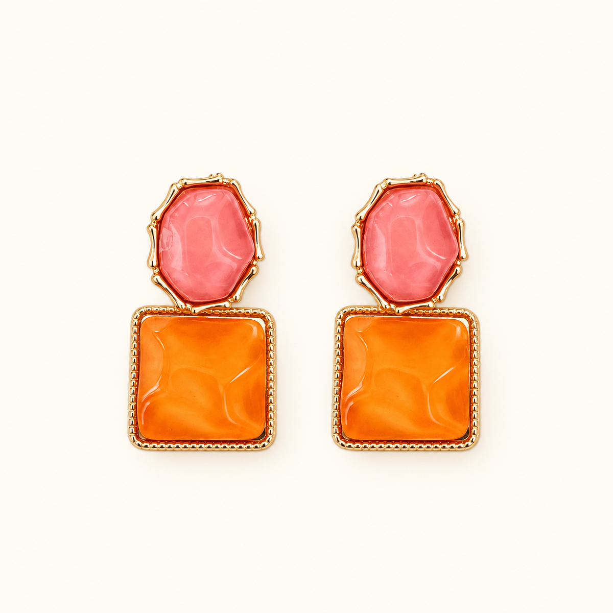 Pendientes Colgantes Declarativos de Mujer con Elemento Ovalado y Colgante Rectangular