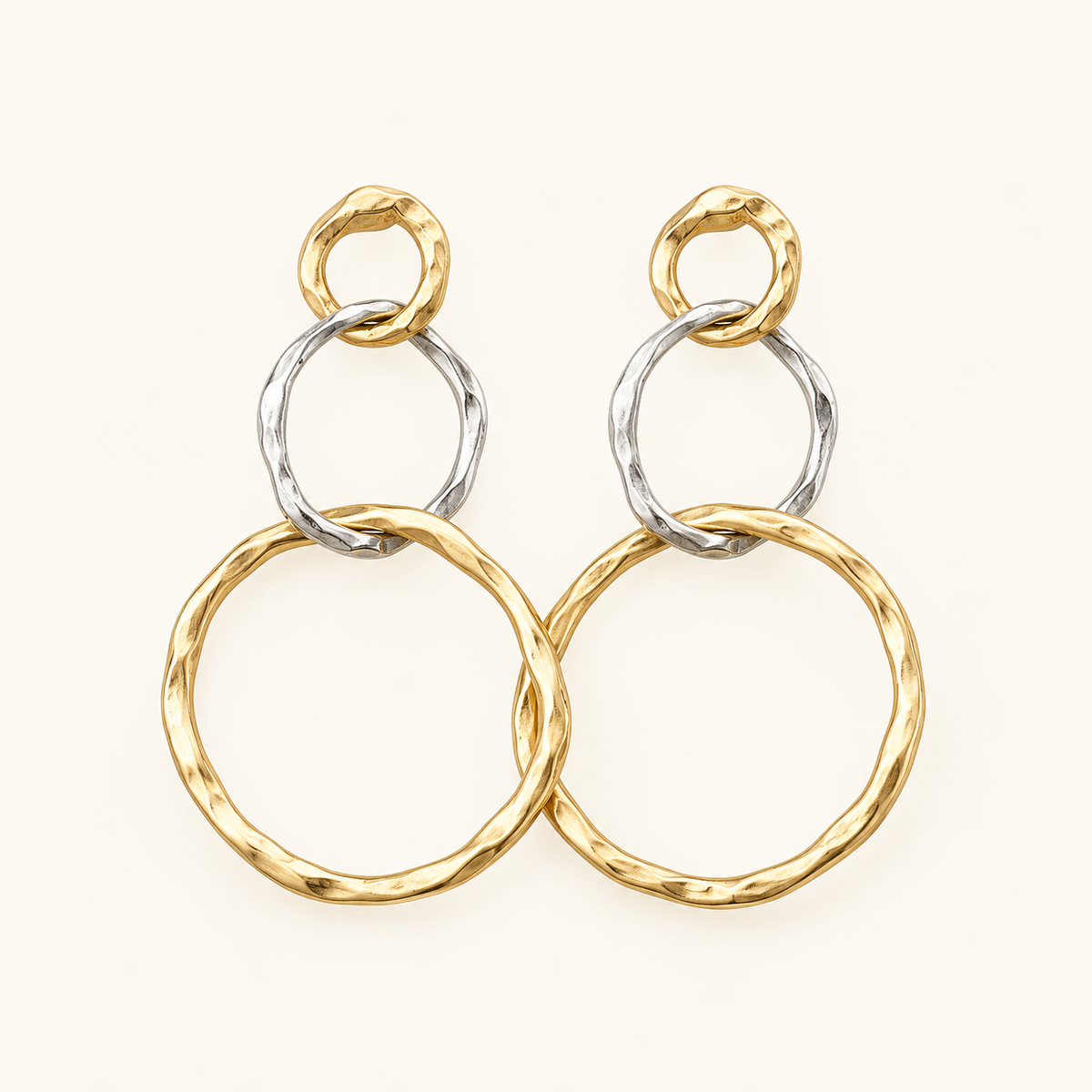 Pendientes de Mujer con Varios Anillos Abiertos y Forma Redonda Irregular