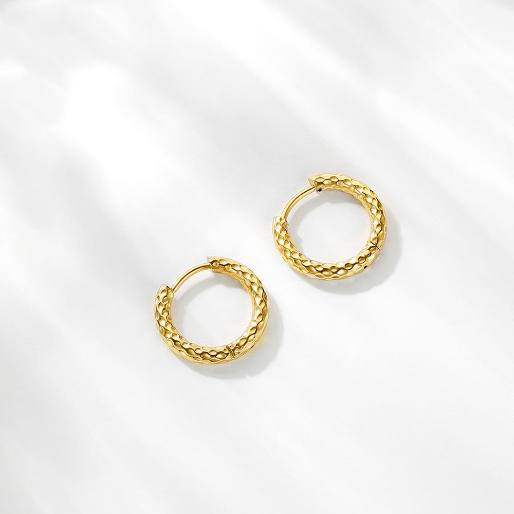 Aretes de Dama con Superficie Texturizada y Diseño Redondo