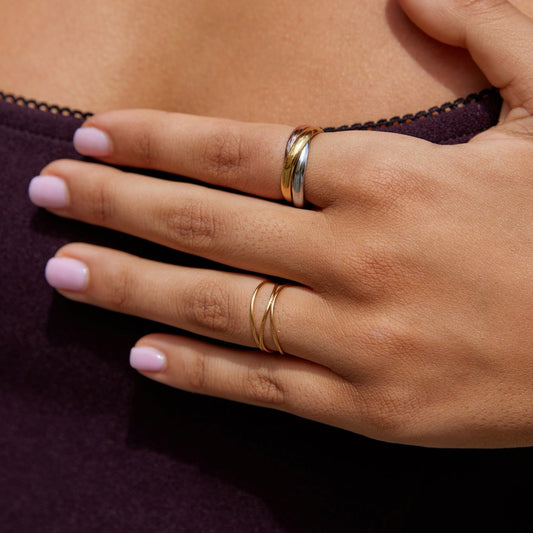 Elena – Bague Triple Anneau Tres Tons Elegante