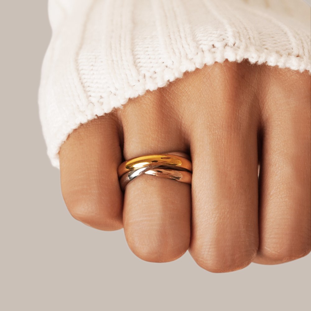 Elena – Bague Triple Anneau Tres Tons Elegante