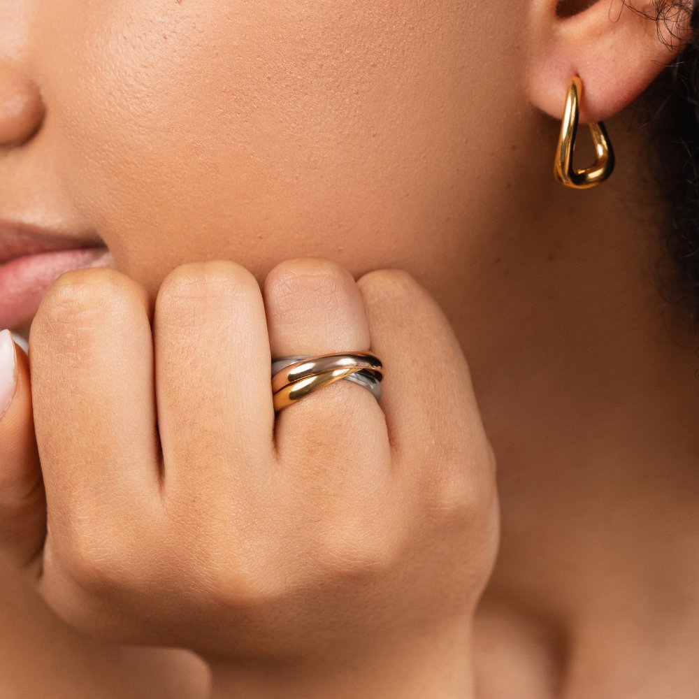 Elena – Bague Triple Anneau Tres Tons Elegante