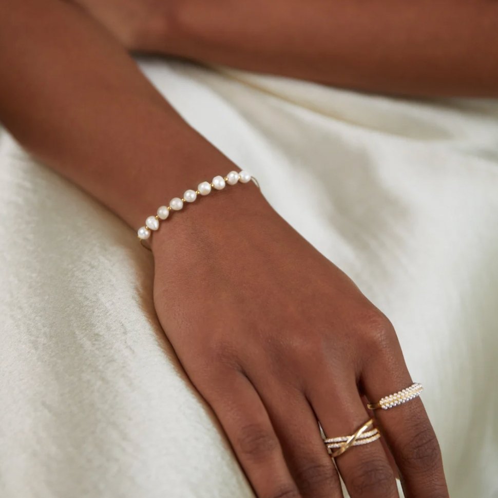Saphira – Pulsera de Perlas Nacaradas Brillantes
